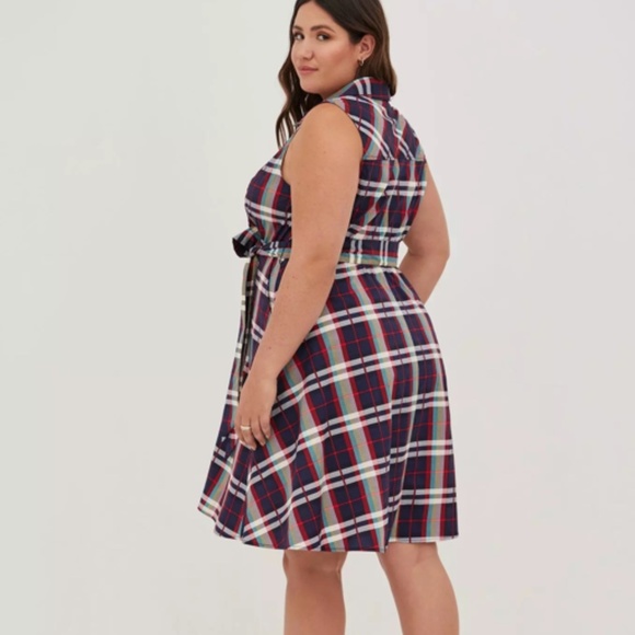 Torrid Poplin Collared Shirt Dress - Plaid Multi - Size 2X - Picture 2 of 14